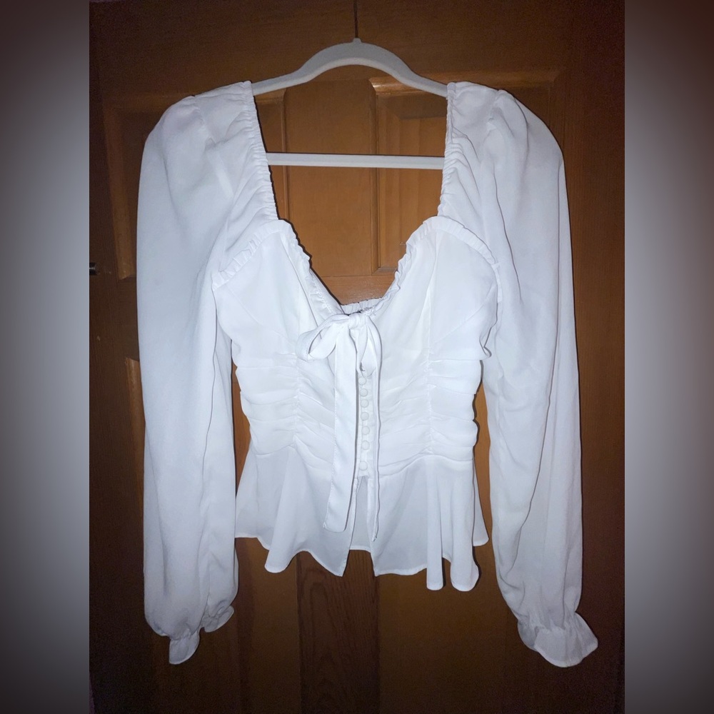 Forever 21 - White Long-Sleeve Top - Size Medium